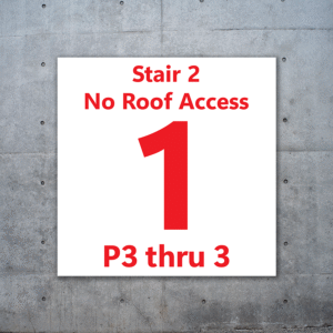 Stair Number & Roof Access Level Signs for Parking Lots