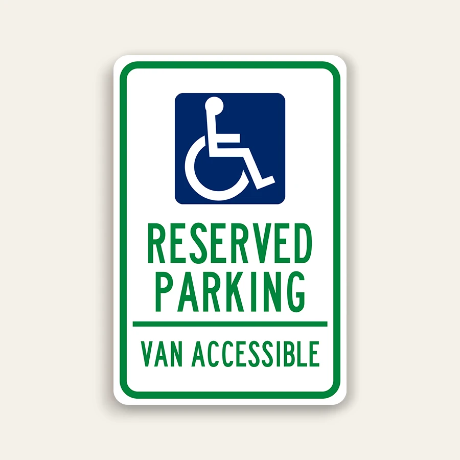 Reserved Parking – Van Accessible Handicap Sign 12×18 Inch (Green)