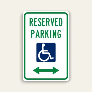 Reserved Parking – Handicap with Bidirectional Arrow Sign 12×18 Inch (Green)