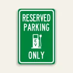 eserved Parking – EV Charging Only Sign with Plug Icon 12×18 Inch (Green)