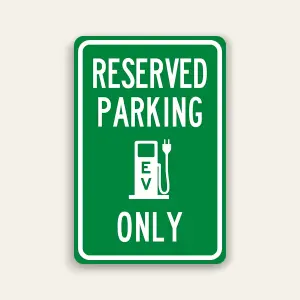 eserved Parking – EV Charging Only Sign with Plug Icon 12×18 Inch (Green)