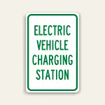 Electric Vehicle Charging Station Sign 12×18 Inch (White)