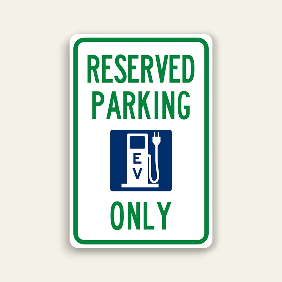 Reserved Parking – EV Charging Only Sign with EV Pump Icon 12×18 Inch (Green)