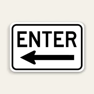 Enter – Left Arrow Sign 18x12 (Black)