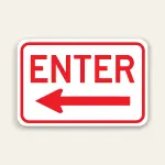 Enter – Left Arrow Sign 18×12 Inch (Red)