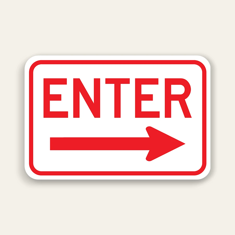 Enter – Right Arrow Sign 18×12 Inch (Red)