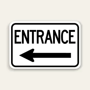 Entrance – Left Arrow Sign 18×12 Inch (Black)