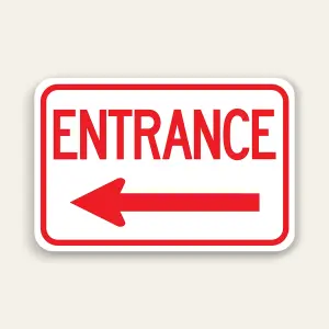 Entrance – Left Arrow Sign 18×12 Inch (Red)