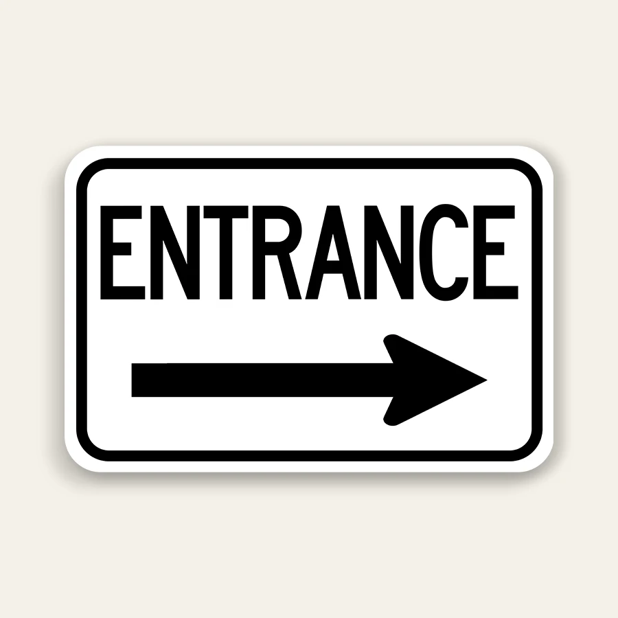 Entrance – Right Arrow Sign 18×12 Inch (Black)