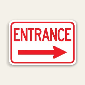 Entrance – Right Arrow Sign 18×12 Inch (Red)
