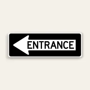 Entrance – Left Arrow Sign 36×12 Inch (Black)