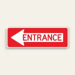 Entrance – Left Arrow Sign 36×12 Inch (Red)
