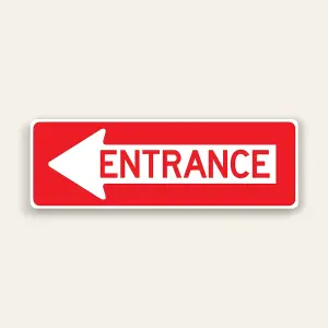 Entrance – Left Arrow Sign 36×12 Inch (Red)