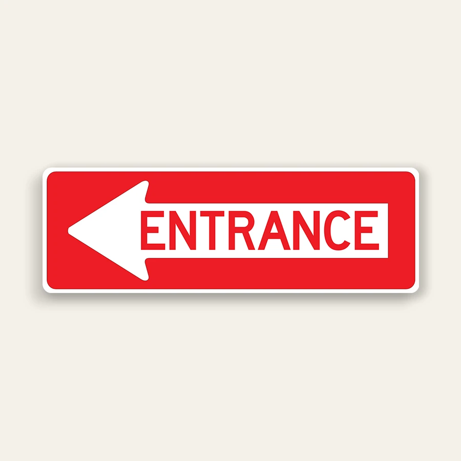 Entrance – Left Arrow Sign 36×12 Inch (Red)