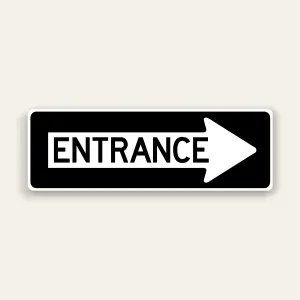 Entrance – Rightt Arrow Sign 36×12 Inch (Black)