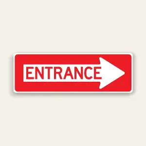 Entrance – Right Arrow Sign 36×12 Inch (Red)