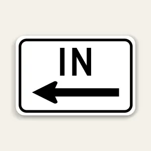 IN – Left Arrow Entrance Sign 18×12 Inch (Black)