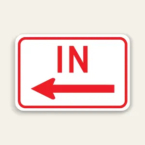 IN – Left Arrow Entrance Sign 18×12 Inch (Red)