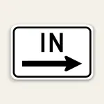 IN – Right Arrow Entrance Sign 18×12 Inch (Black)