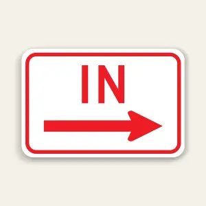 IN – Right Arrow Entrance Sign 18×12 Inch (Red)