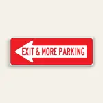 Exit & More Parking – Left Arrow Sign 36×12 Inch (Red)