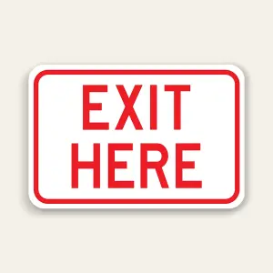 Exit Here Sign 18×12 Inch (Red)