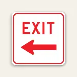 EXIT – Left Arrow Sign 24×24 Inch (Red)