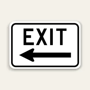 EXIT – Left Arrow Sign 18×12 Inch (Black)