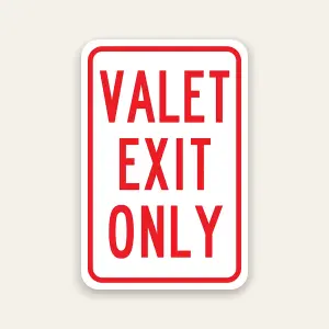 Valet Exit Only Sign 12×18 Inch (Red)