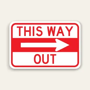 This Way Out – Right Arrow Exit Sign 18×12 Inch (Red)