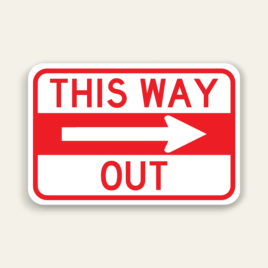 This Way Out – Right Arrow Exit Sign 18×12 Inch (Red)