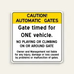 Automatic Gates No Playing/Climbing Caution Sign 12×18