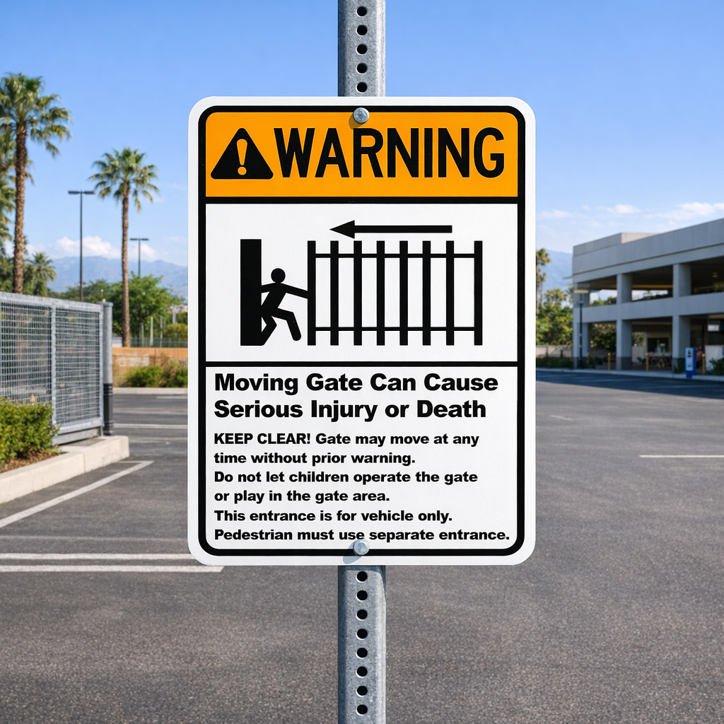 Moving Gate Serious Injury/Death Warning Sign