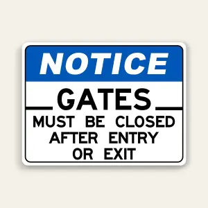 Notice Gates Must Be Closed After Use 24×18