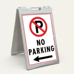 no parking, left side arrow