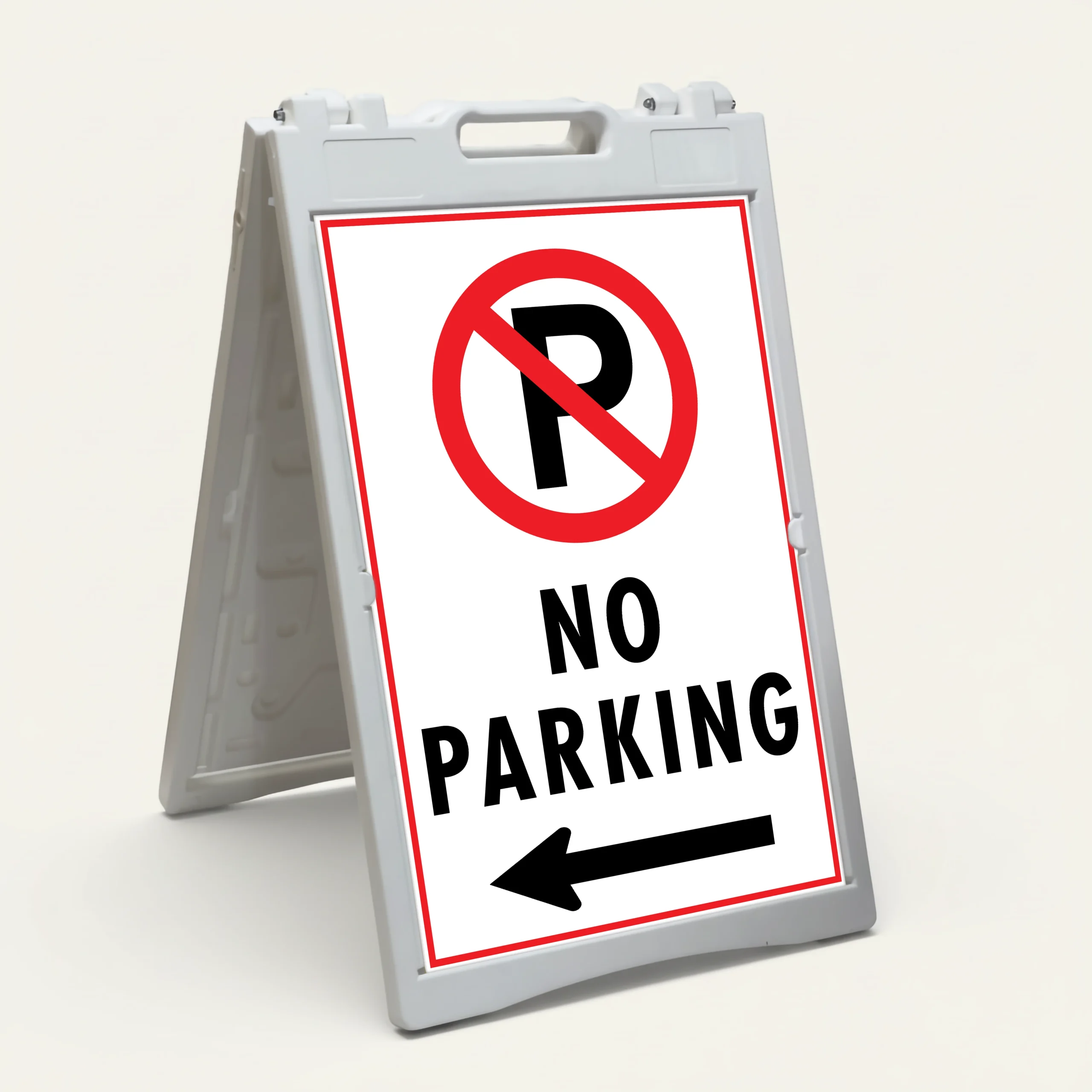 no parking, left side arrow