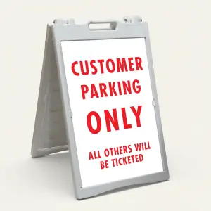 Customer Parking Only A-Frame sign panel reserved parking sign with ticket warning