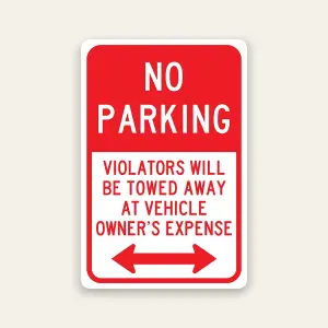 No Parking – Violators Towed sign