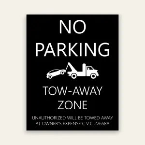 No Parking Tow Away Zone Sign