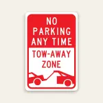 No Parking Any Time Tow Away Sign