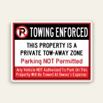 Private Property Towing Enforced No Parking Sign
