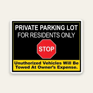 Residents Only Private Parking Tow Zone sign