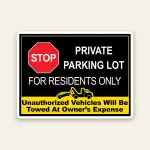 Residents Only Private Parking Tow Zone sign