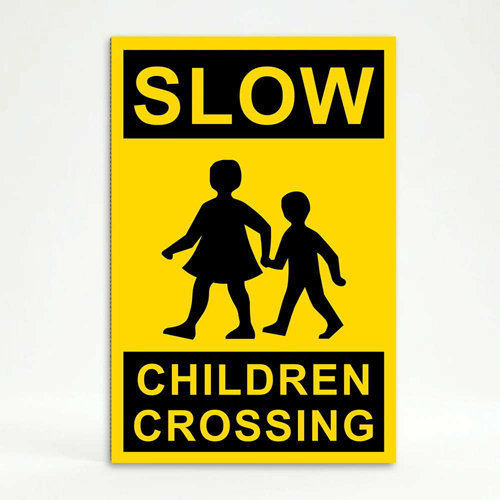 Slow Children Crossing A-Frame sign panel safety warning sign with children icon