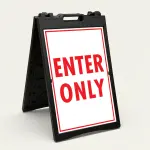 Enter Only red A-Frame sign panel directional traffic sign