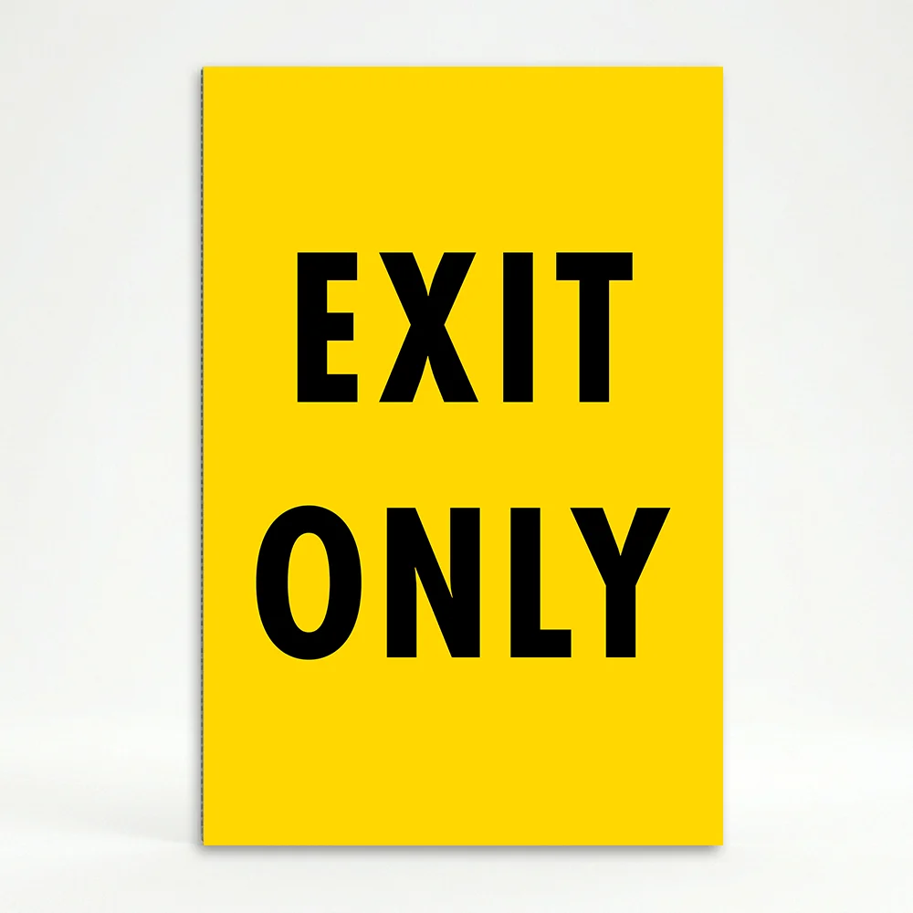Exit Only yellow sign directional traffic sign