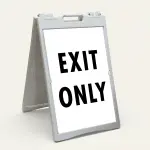 Exit Only sign black and white directional traffic sign