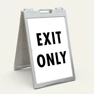 Exit Only sign black and white directional traffic sign