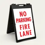 No Parking Fire Lane red sign emergency access parking restriction sign