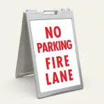 No Parking Fire Lane red sign emergency access parking restriction sign
